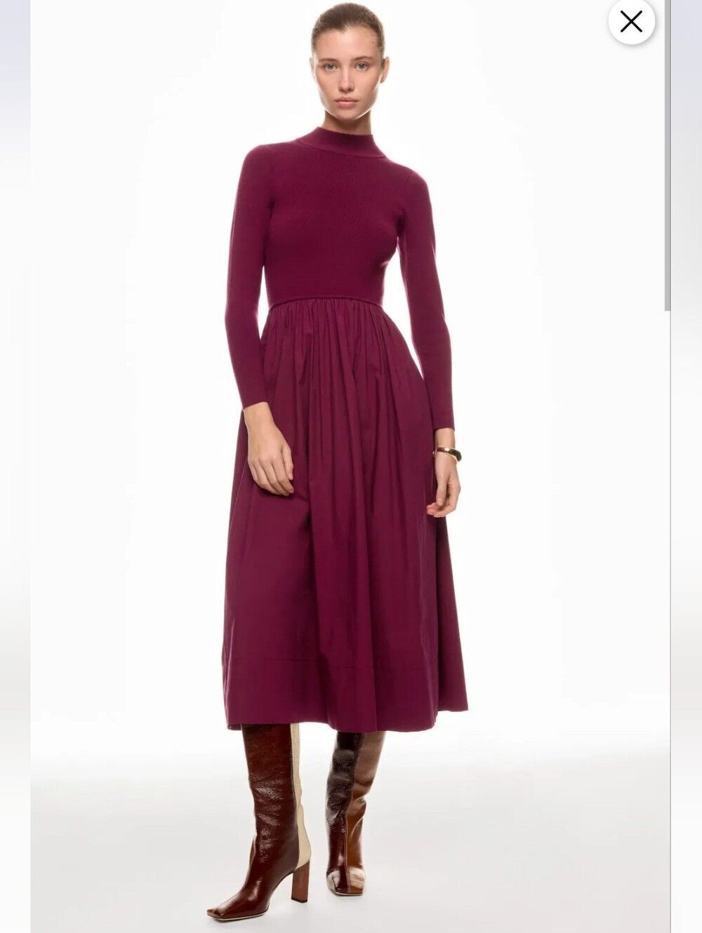 Marie Oliver Barrett Burgundy Midi Shirt Dress Size M